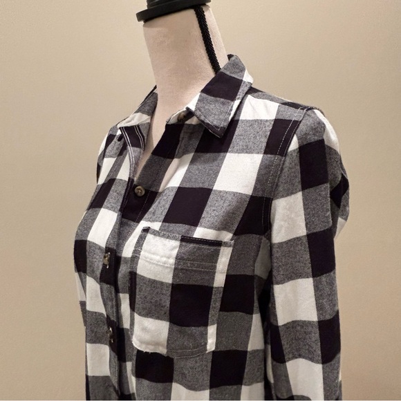 Abercrombie & Fitch Black Plaid Flannel Long Sleeve Button Down Shirt Sz Sm - Picture 5 of 8